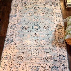 Oushak blue and grey washable Area Rug 4x6 new